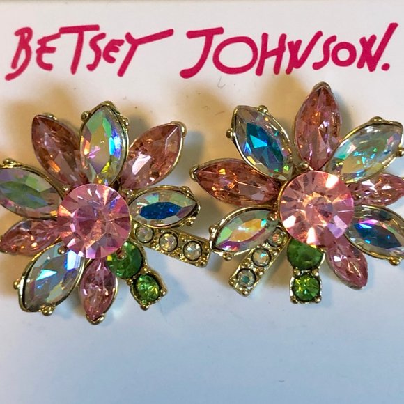 Betsey Johnson Multi-Colored Crystal Stud Earrings - Picture 3 of 3